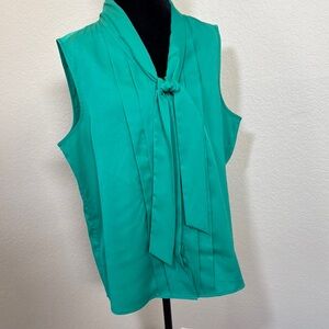 Land’s End Teal Blouse with Bow Detail Sz 18